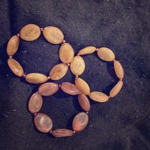 Set of 3  Vintage Costume Agate Stone Bangles